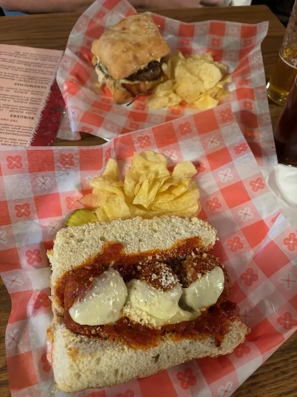Meatball Sub and Swiss Burger